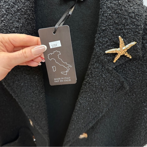 Bella Amore Italy made Black Vest Coat with Gold Star Pin, size S-XL - Picture 5 of 8